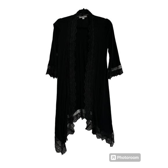 Kate & Mallory Crochet Beach Coverup Kimono Black Size XS - Picture 1 of 3